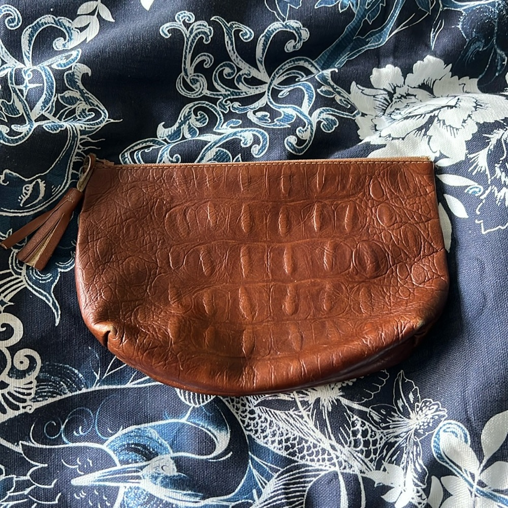 Unisa Brown Leather Cosmetic Pouch
